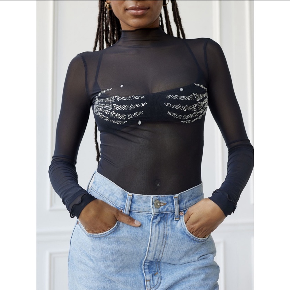 NWT Urban Outfitters Out From Under Sheer Mesh Skeleton Bodysuit